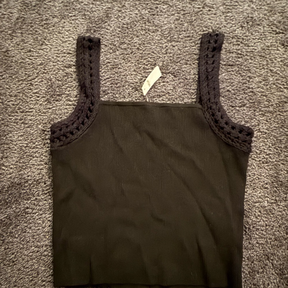 Aerie Black Crochet Crop Top